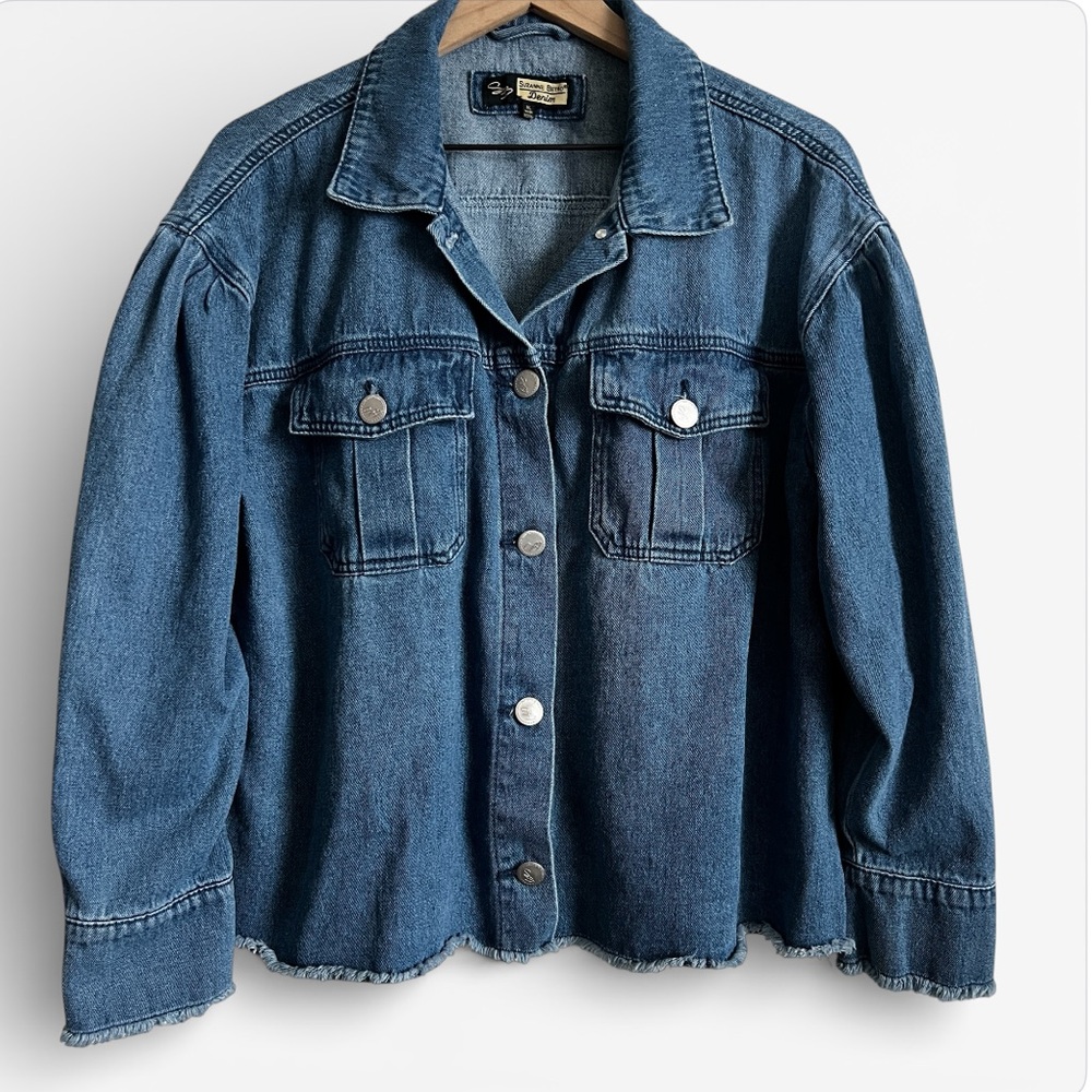 Suzanne Betro SB Jean Jacket Shirt Blue Denim XL